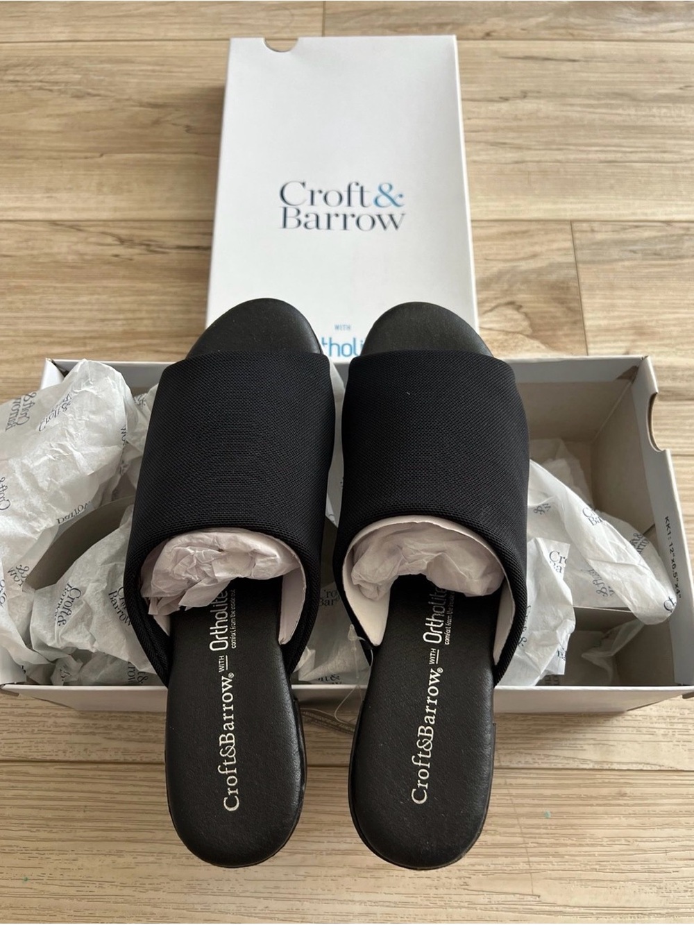 croft & barrow Black Open-Toe Slide Mules